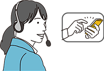 オペレーターの女性と電話相談しているイメージ